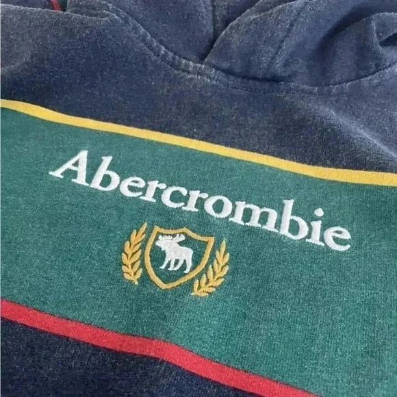 A&F Collegiate Stripe Embroidered Hoodie Size 11/12 - Picture 2 of 6